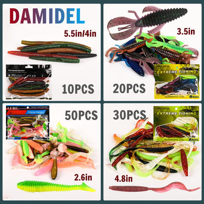 DAMIDEL 600 Pcs/Tackle Box Fishing Kit-Fishing Hooks,Sinkers, Swivels Snaps,Top Water Lure,Spoons,Soft Lures,Jig Heads, Frogs, Minnow, Accessories Equipment- Saltwater Freshwater Bass Bait Gear