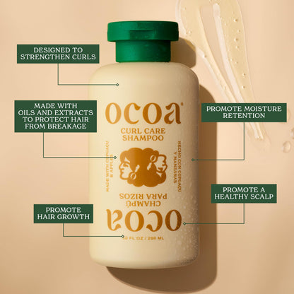 OCOA Curl Care Shampoo & Conditioner Duo – Sulfate-Free with Apple & Cupuaçu Butter, Moisture Retention, Hair Growth, and Healthy Scalp – For Wavy, Curly, Dry, Damaged & Color-Treated Hair – 10oz