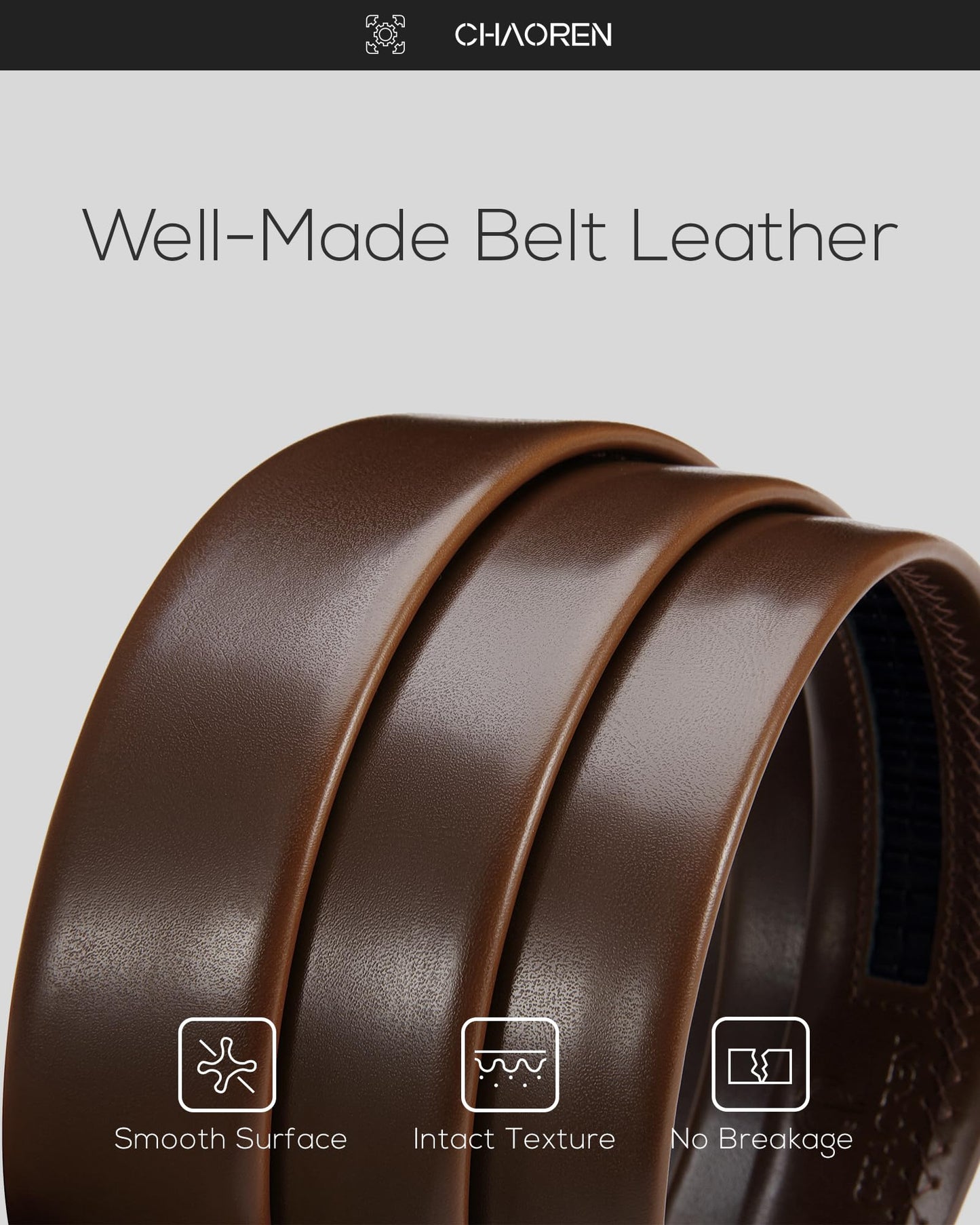 CHAOREN Leather Ratchet Belt for men 1 3/8" for Dress Pants - Micro Adjustable Belt Fit Everywhere