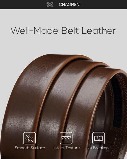 CHAOREN Leather Ratchet Belt for men 1 3/8" for Dress Pants - Micro Adjustable Belt Fit Everywhere