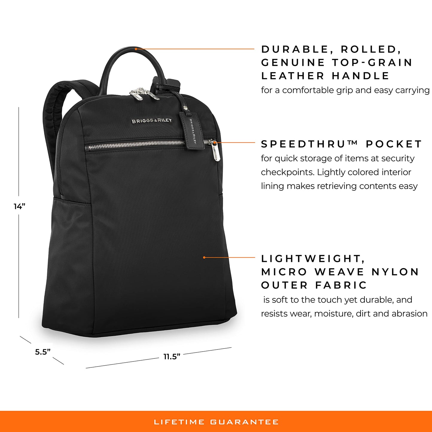Briggs & Riley Slim Backpack, Black, One Size