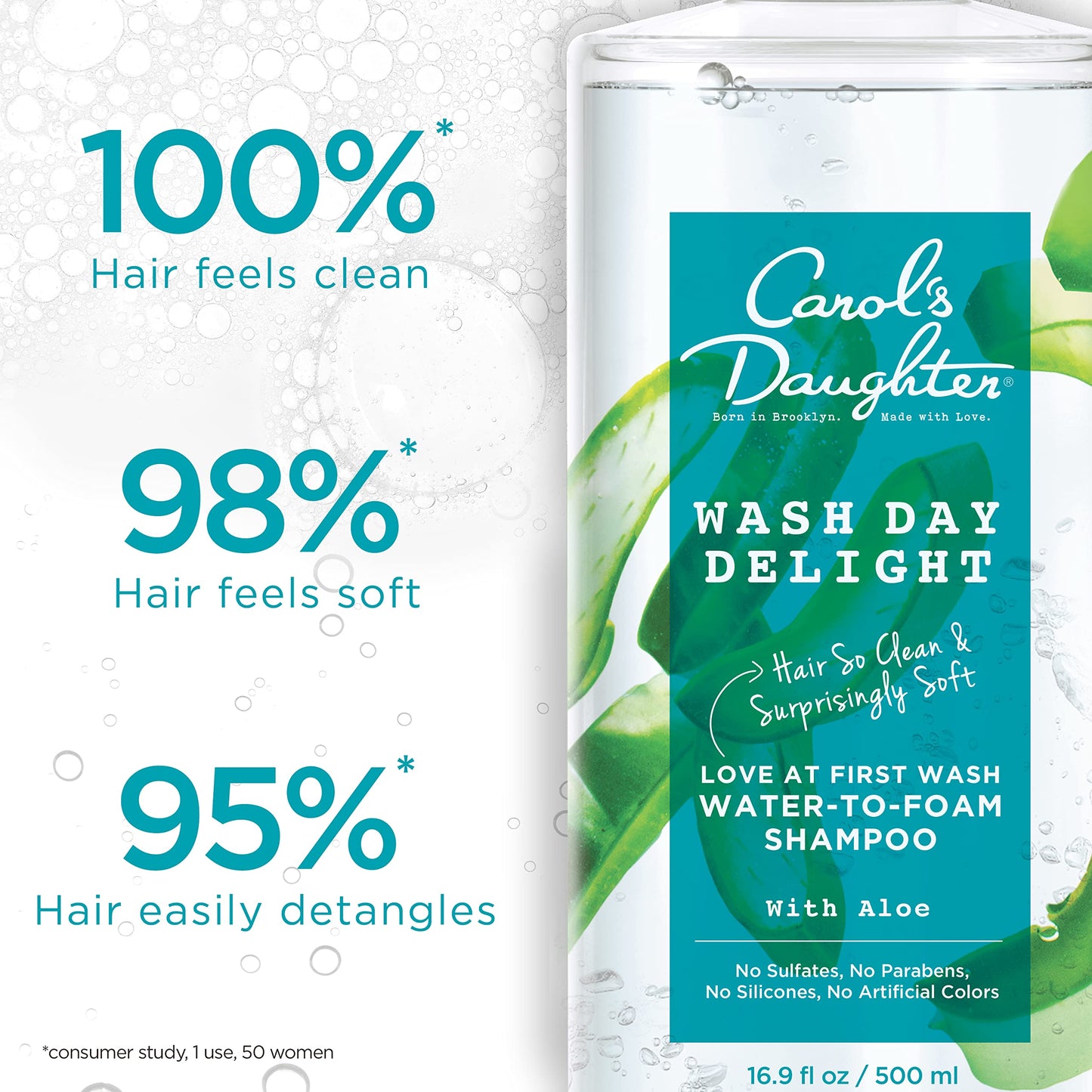 Carol’s Daughter Wash Day Delight Love at First To Foam Sulfate Free Shampoo with Aloe and Micellar Water, Paraben and Silicone Free, Micellar Shampoo for Kinky, Curly Hair, 16.9 fl oz