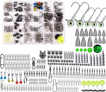 DAMIDEL 600 Pcs/Tackle Box Fishing Kit-Fishing Hooks,Sinkers, Swivels Snaps,Top Water Lure,Spoons,Soft Lures,Jig Heads, Frogs, Minnow, Accessories Equipment- Saltwater Freshwater Bass Bait Gear