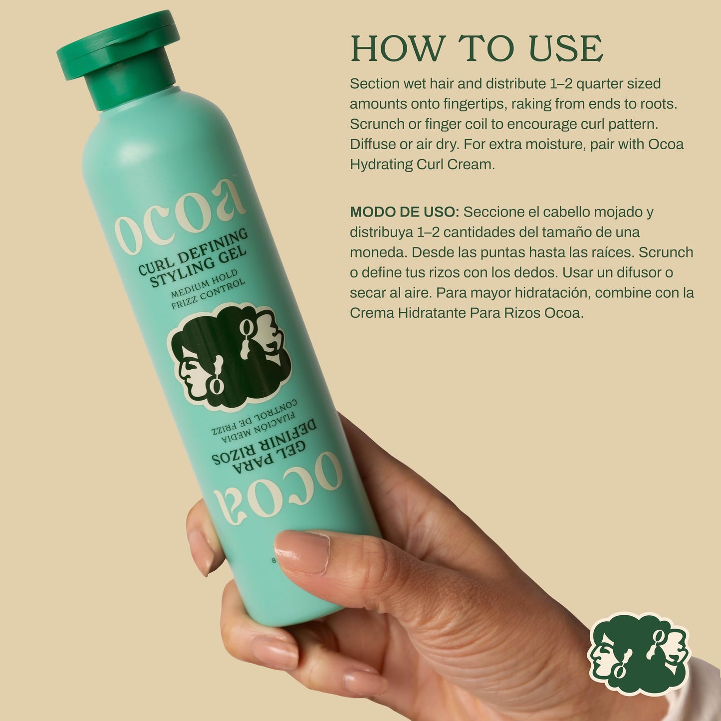 OCOA Beauty Curl Defining Styling Gel with Flaxseed, Mango Butter & Hibiscus - Hydrates, Defines, and Controls Frizz for Soft, Touchable Curls, 8 oz