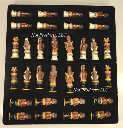 Australian Aborigines Tribal Chess Set with 14 1/2 inch Mosaic Color Board Aboriginal