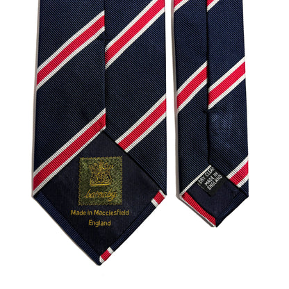 Navy Blue & Red Silk Repp Tie-3
