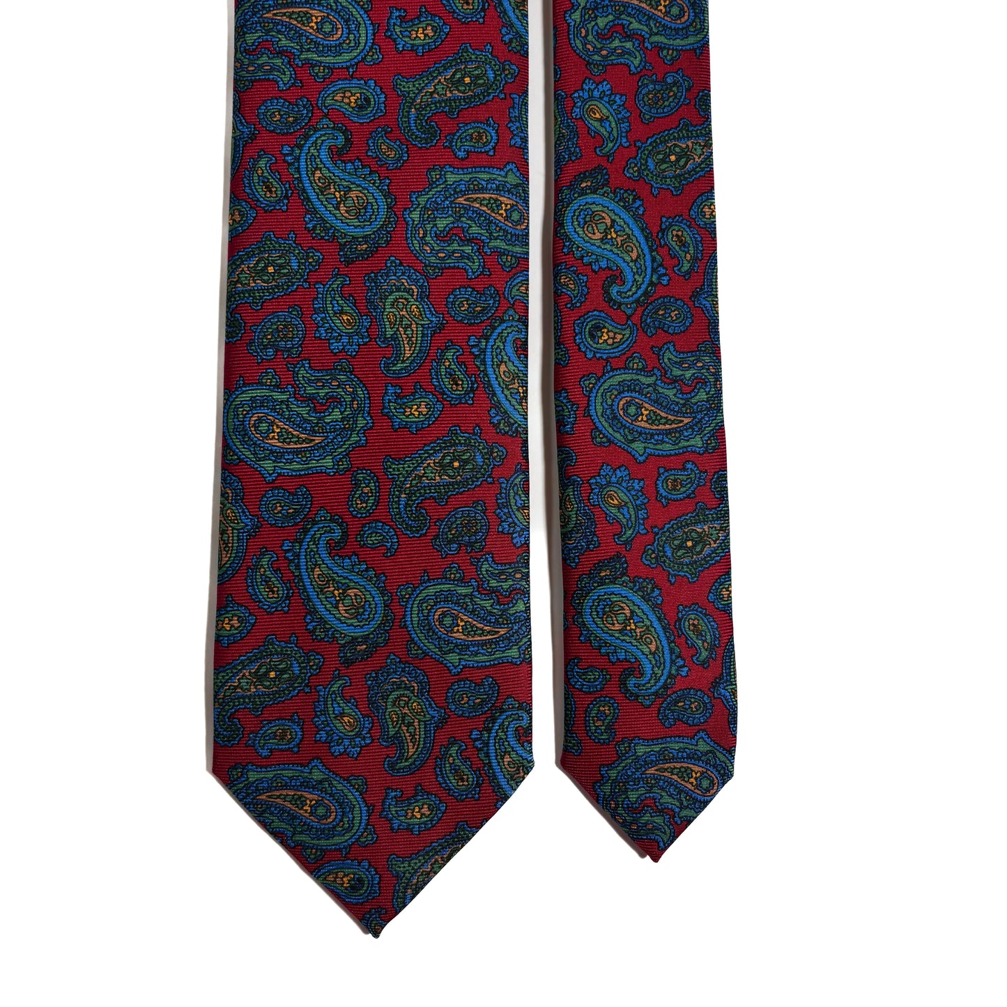 Hand-Printed Red Paisley Silk Tie-2