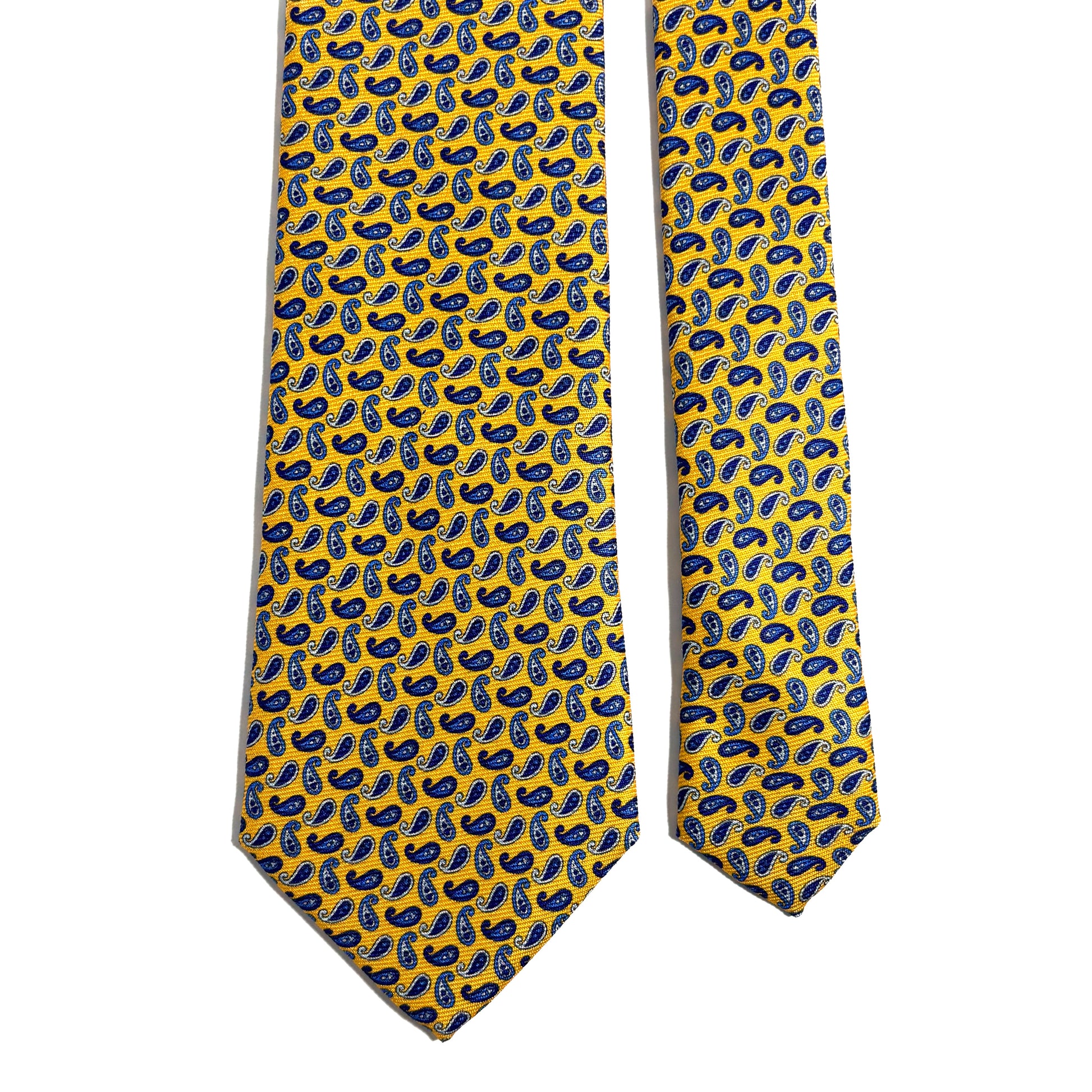 Yellow Small Paisley Silk Tie (Handmade in Italy)-2