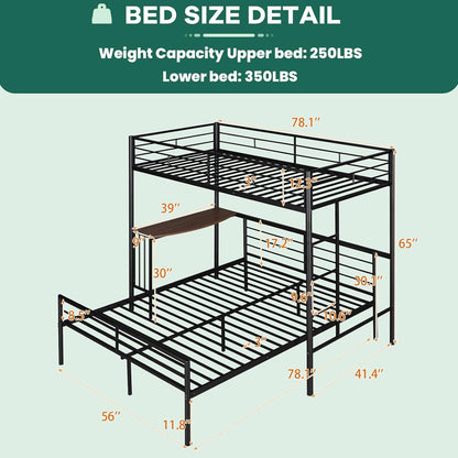 Metal Loft Bed with Desk and Storage-2