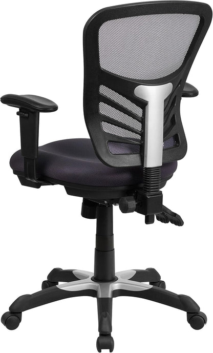 Nicholas Mid-Back Swivel Office and Gaming Chair, Ergonomic Mesh Office Chair with Adjustable Lumbar Support and Height, Dark Gray-4