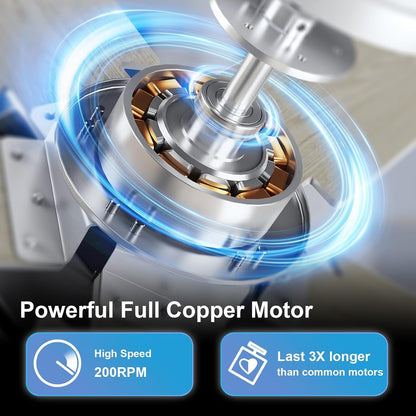 52" Ceiling Fan with Lights, White Flush Mount Ceiling Fans, 5 Blades Low Profile Ceiling Fans, 6 Speeds DC Reversible, Dimmable, Modern Ceiling Fans for Bedroom, Living Room and Garage (White)-4