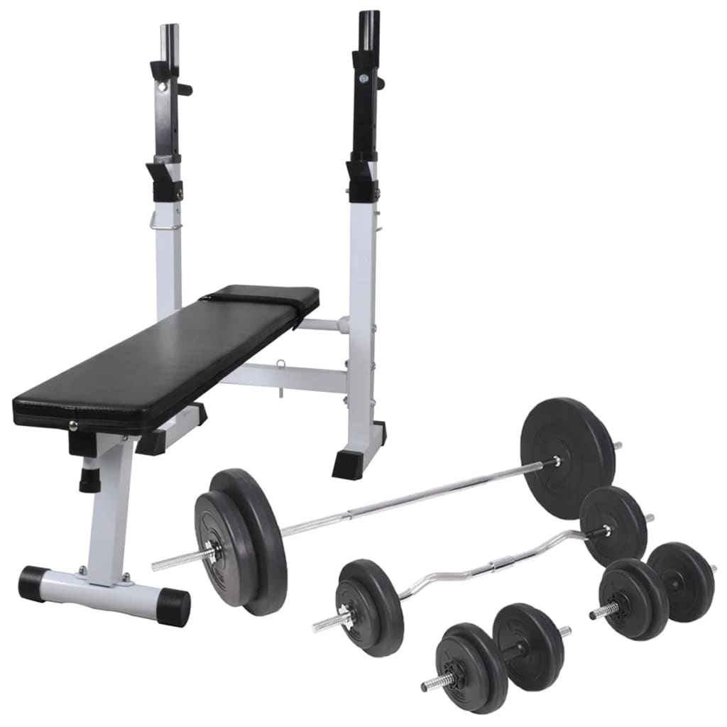 vidaXL Workout Bench with Weight Rack, Barbell and Dumbbell Set198.4 lb-1