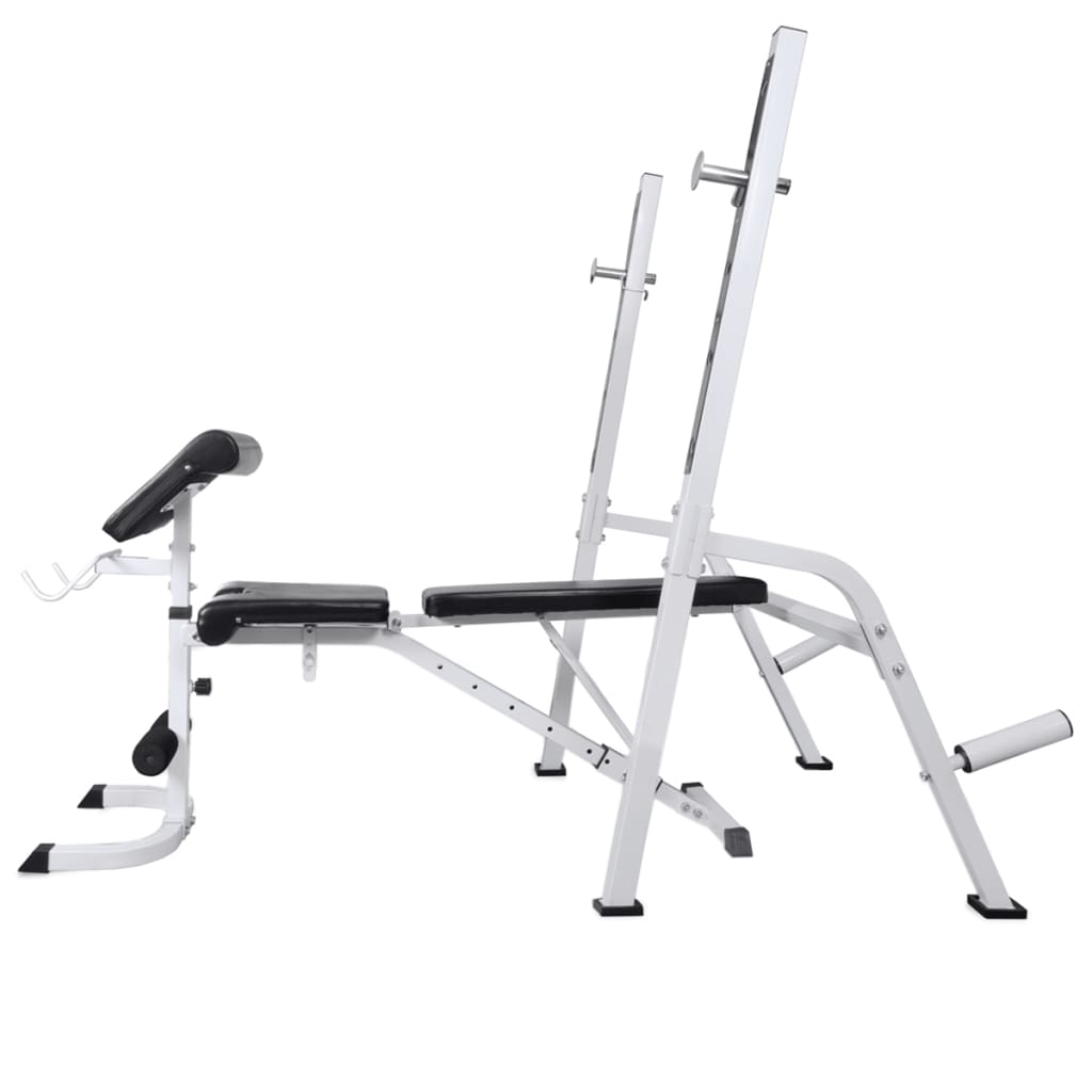 vidaXL Workout Bench with Weight Rack, Barbell and Dumbbell Set 198.4 lb-2