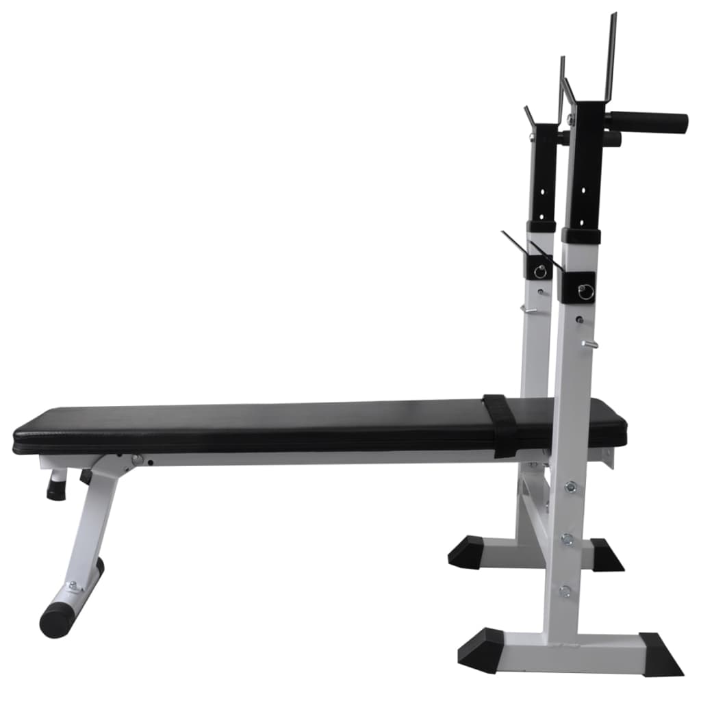 vidaXL Workout Bench with Weight Rack, Barbell and Dumbbell Set 264.6 lb-3