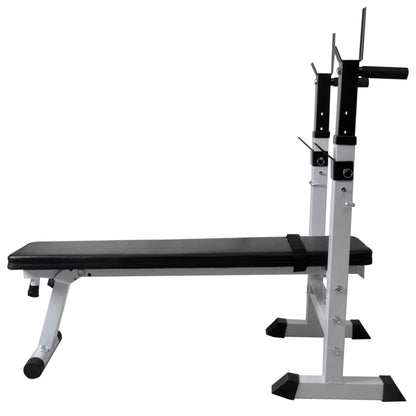 vidaXL Workout Bench with Weight Rack, Barbell and Dumbbell Set 264.6 lb-3