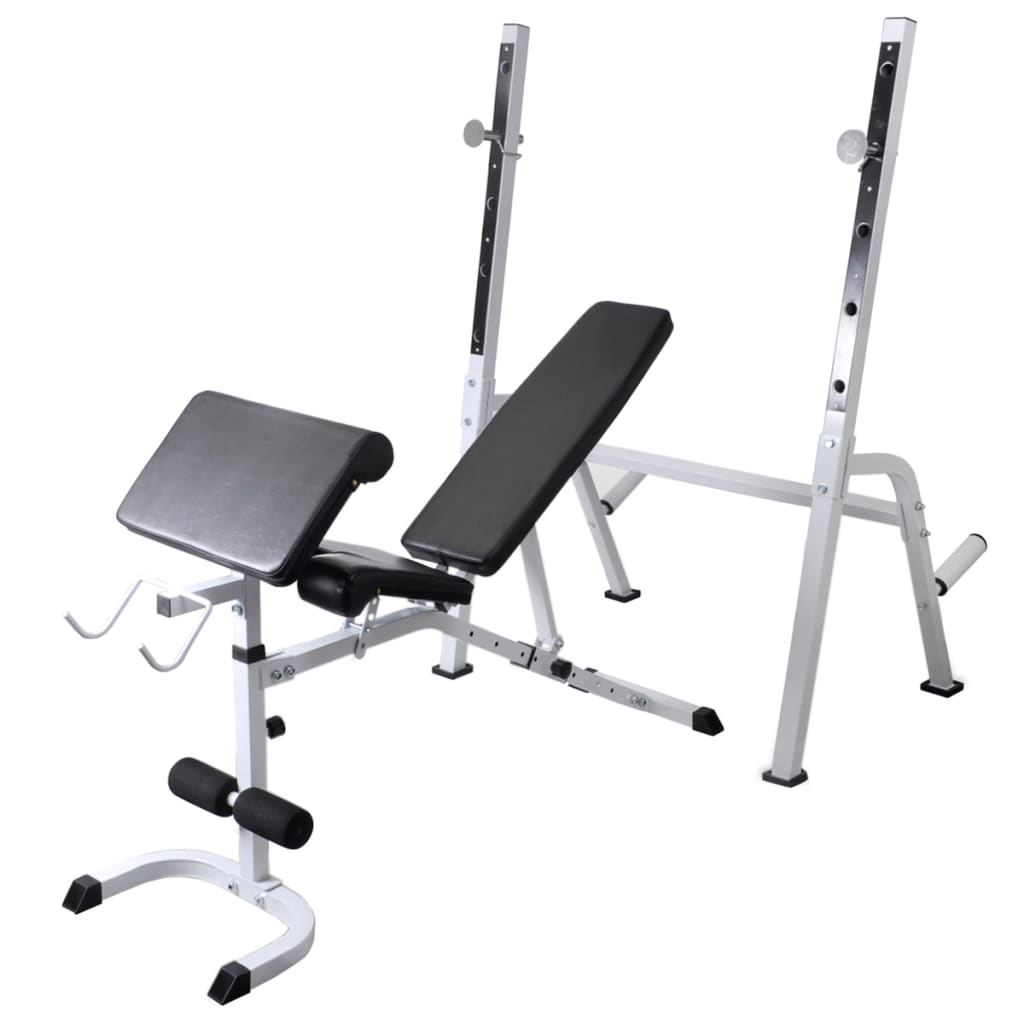 vidaXL Workout Bench with Weight Rack, Barbell and Dumbbell Set 264.6 lb-0