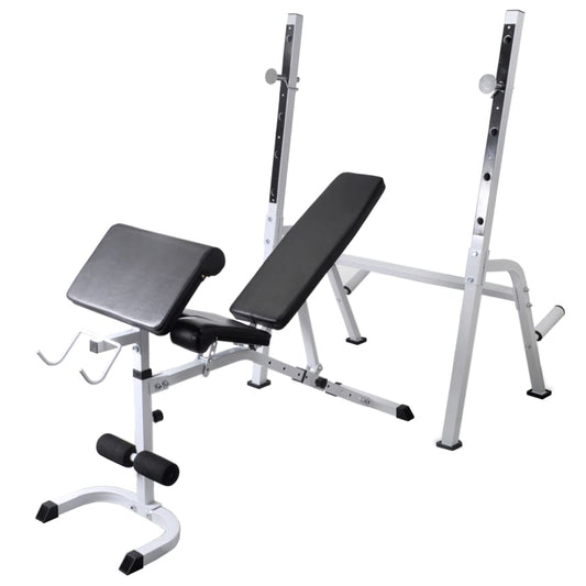 vidaXL Workout Bench with Weight Rack, Barbell and Dumbbell Set 264.6 lb-0