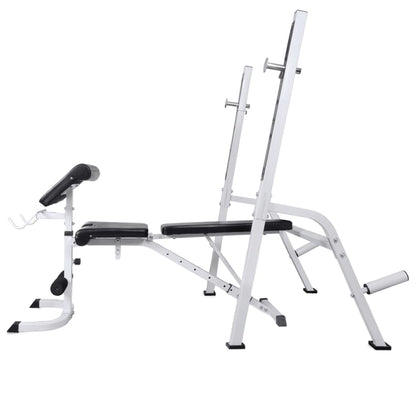 vidaXL Workout Bench with Weight Rack, Barbell and Dumbbell Set 264.6 lb-2