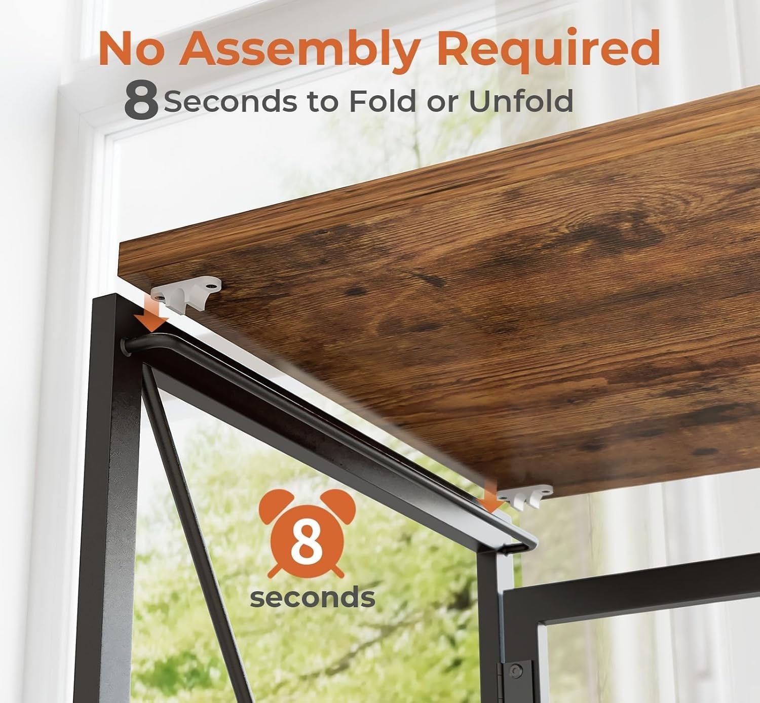 31.5" Vintage Brown Folding Desk No Assembly-4