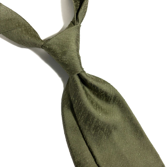 Untipped Sage Green Silk Shantung Tie-1