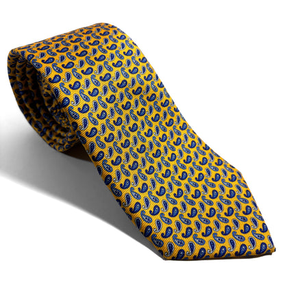 Yellow Small Paisley Silk Tie (Handmade in Italy)-0