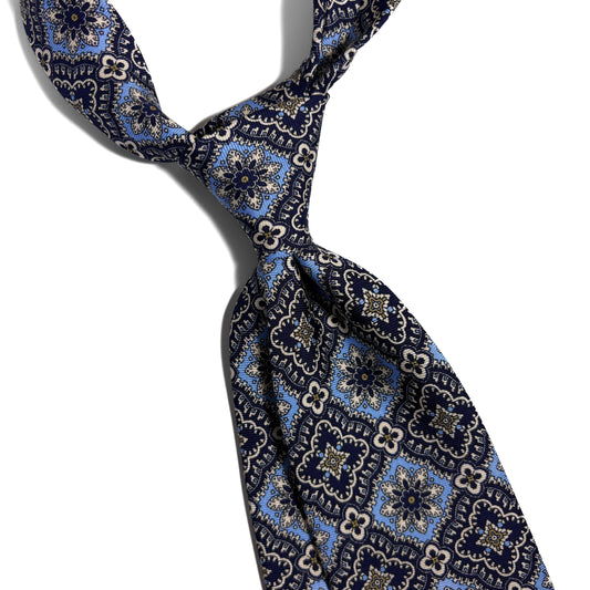 Midnight & Light Blue Mosaic Silk Tie-1