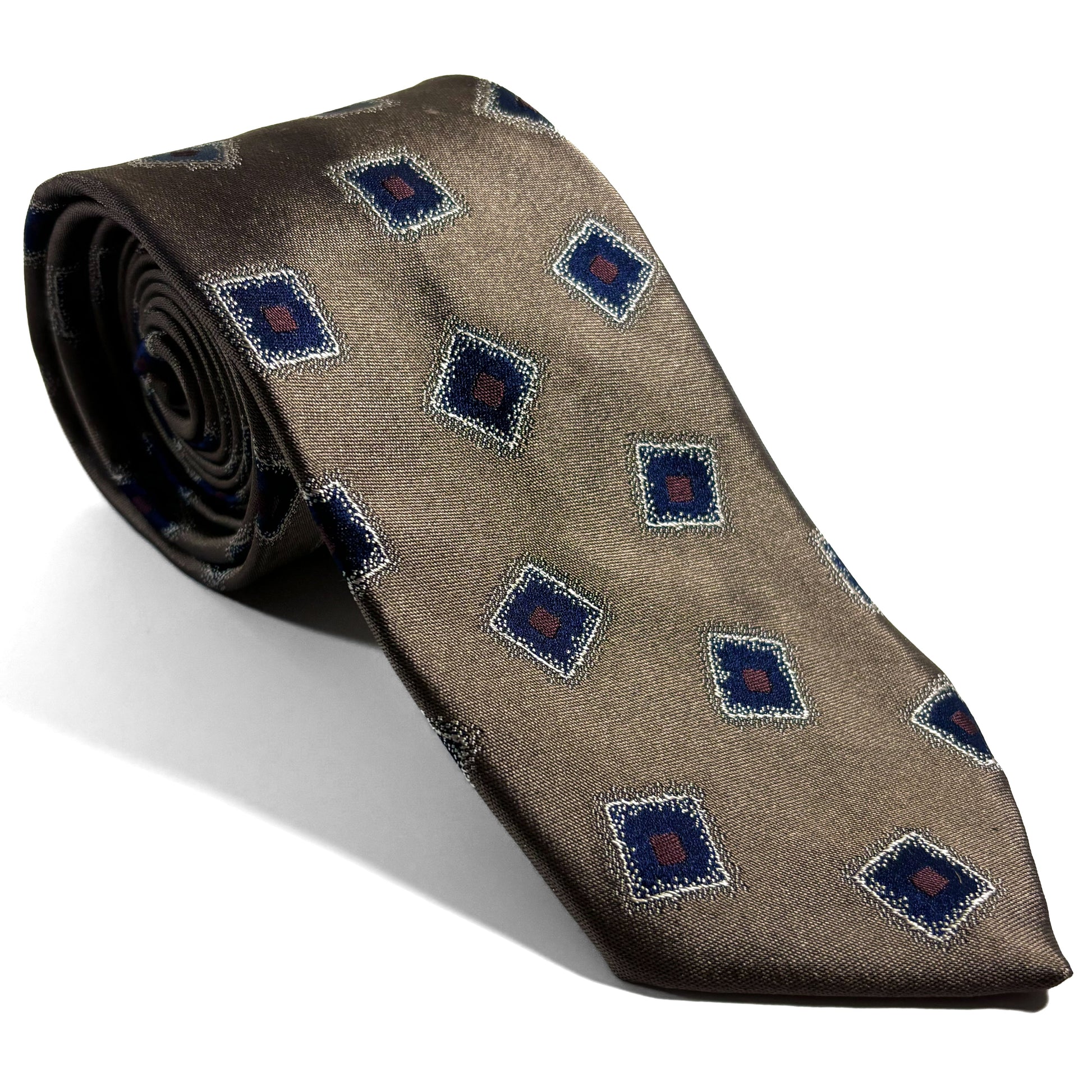 Brown Geometric Silk Jacquard Tie-0