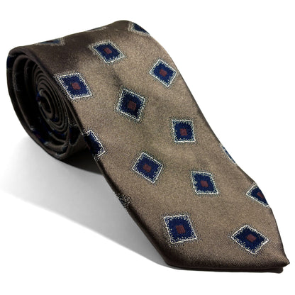 Brown Geometric Silk Jacquard Tie-0