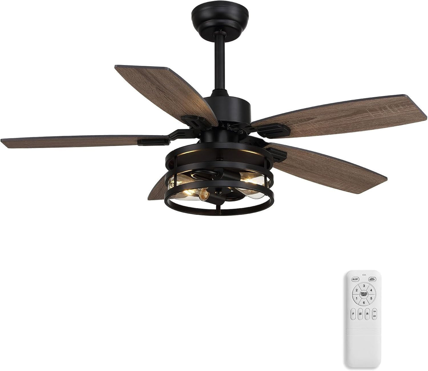 42 Inch Ceiling Fans with Lights and Remote Control, Ceiling Fan for Bedroom Living Room and Patio, Caged Ceiling Fan for Indoor and Outdoor-1