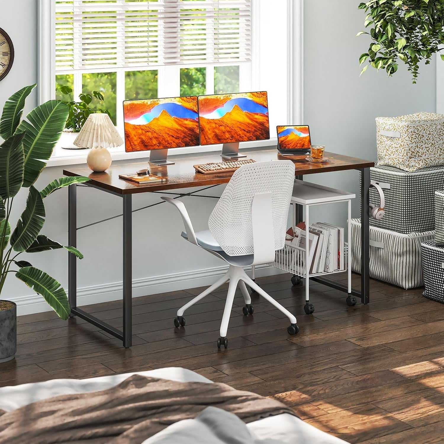 54 Inch Computer Desk, Modern Simple Style Desk for Home Office, Study Student Writing Desk, Vintage-3