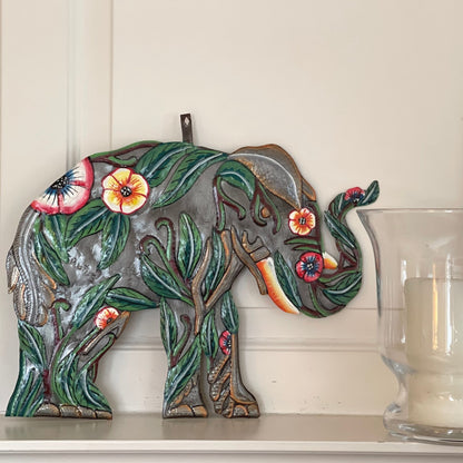 HIBISCUS ELEPHANT HAITIAN METAL DRUM ART