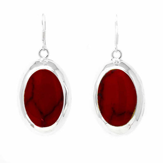 EARRINGS, RED JASPER OVALS