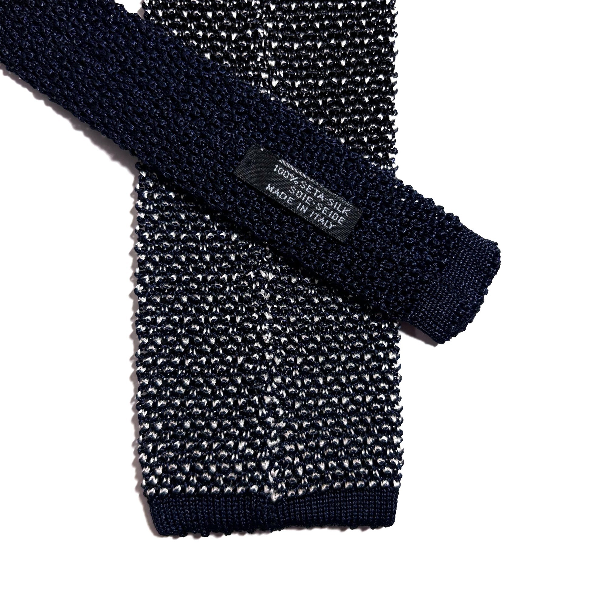 Mottled Navy Blue Silk Knitted Tie-3