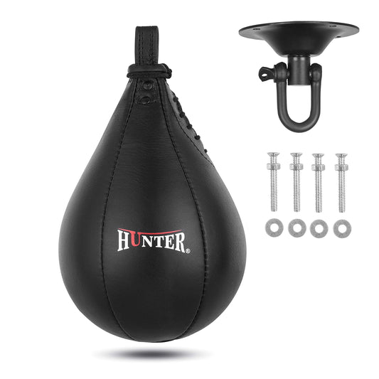 Hunter Leather Speed Bag with Hanging Swivel - Boxing Training Bag for Speed & Accuracy