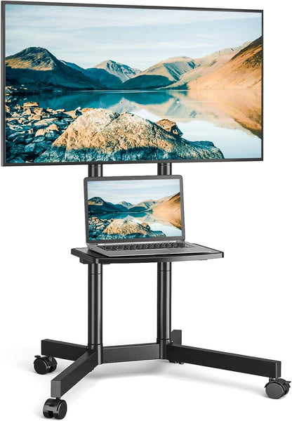 Rolling TV Stand for 32-75 Inch TVs with Shelf-1