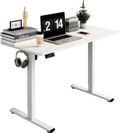Electric Standing Desk Adjustable Height, Stand up Home Office Desk, 40X24 Inches Sit Stand Desk with Memory Preset, White-0
