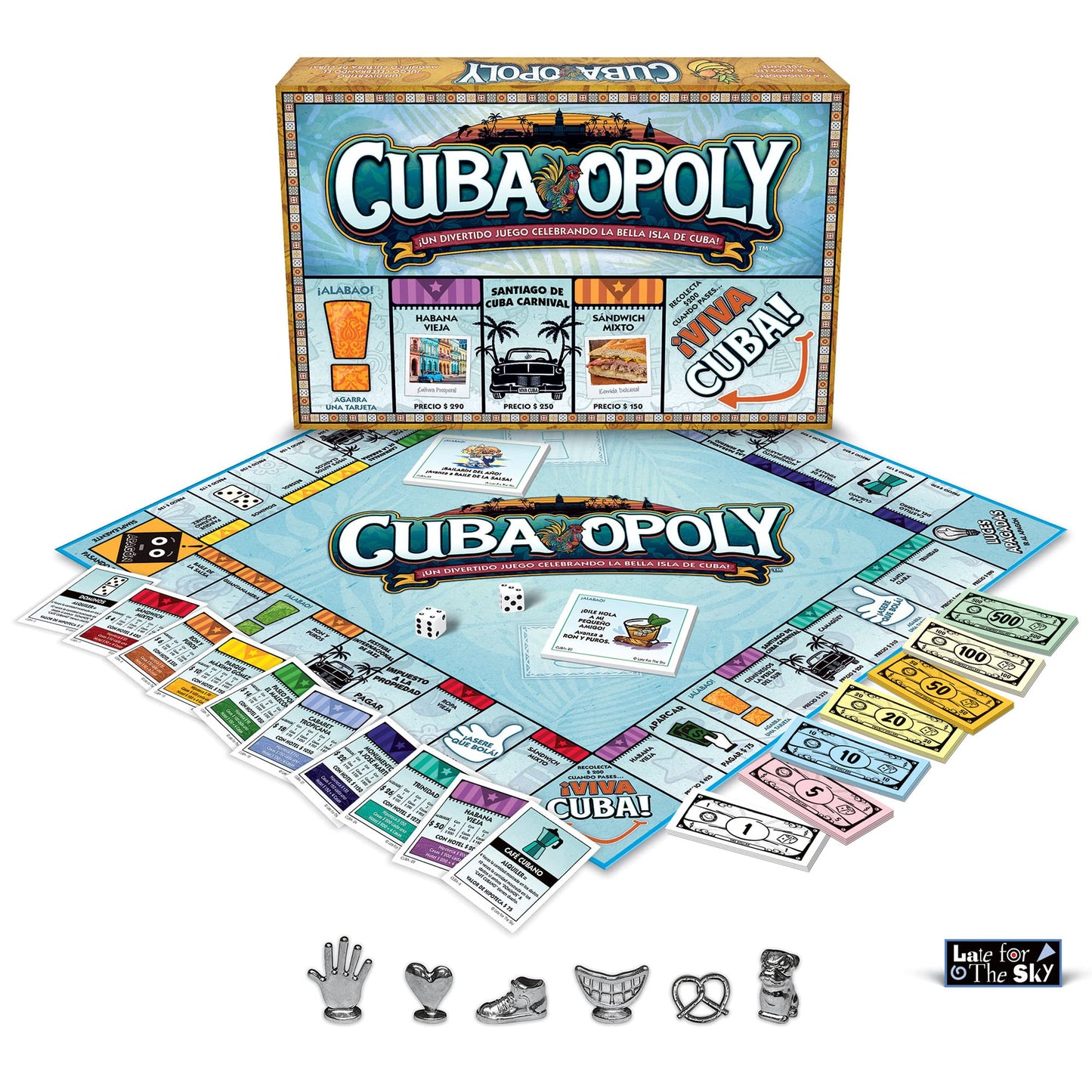 Late for the Sky Cuba-Opoly - Themed Family Board Game, Late For The Sky, Game Night, Opoly-Style Game for Ages 8+, 2-6 Players