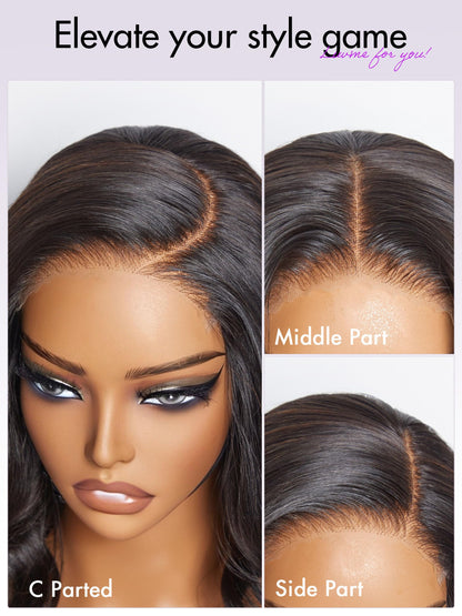 LUVME HAIR 14" Gorgeous Loose Wave Lace Front Wigs, Human Hair, Mid Parted, Natural Black