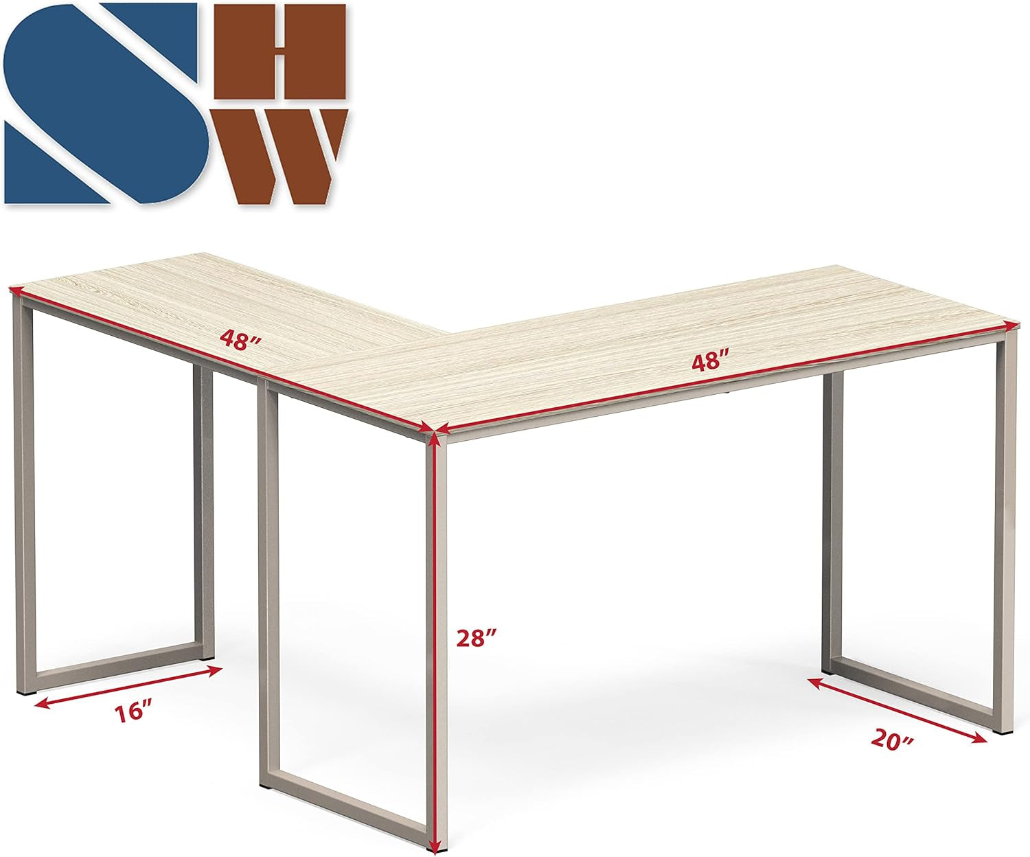 Mission 48 X 48 Inches L-Shape Home Office Computer Desk, Maple-2