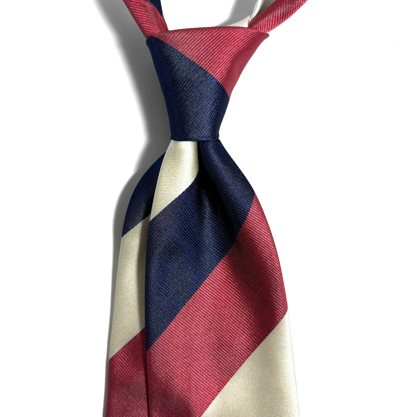 Red / Navy Blue / Ivory Striped Silk Repp Tie-1