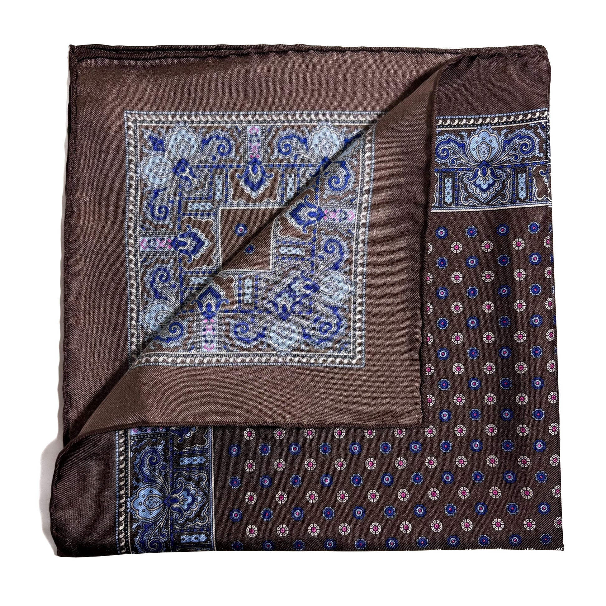 Brown Floral Silk Pocket Square-2