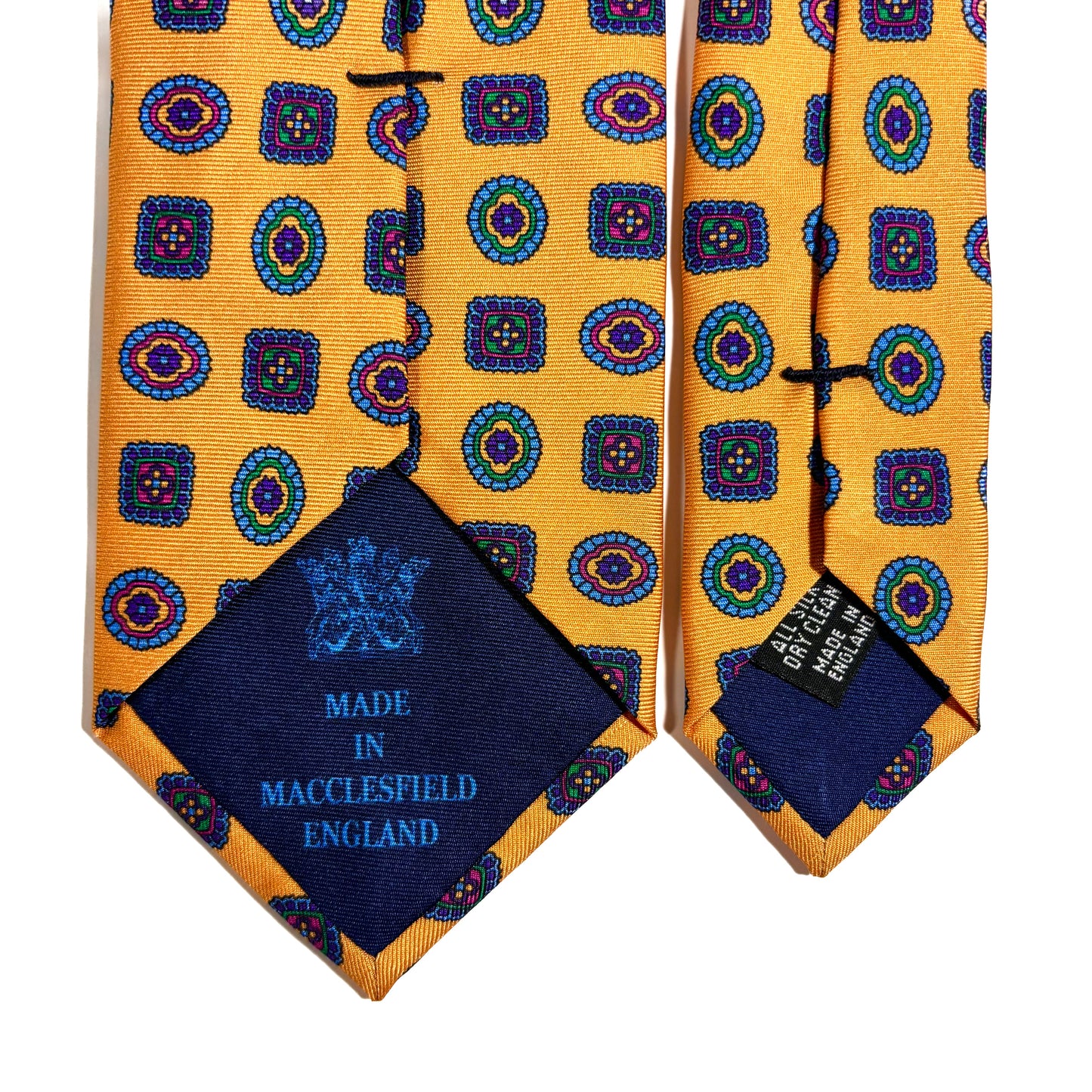 Amber Yellow Geometric Medallion Silk Tie-3