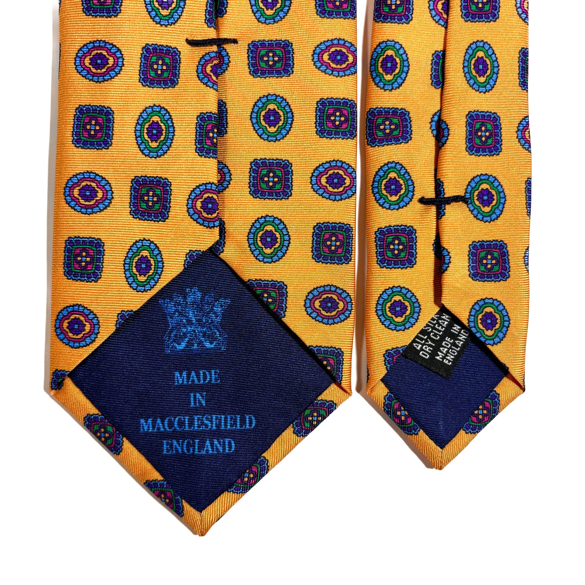 Amber Yellow Geometric Medallion Silk Tie-3
