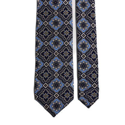 Midnight & Light Blue Mosaic Silk Tie-2