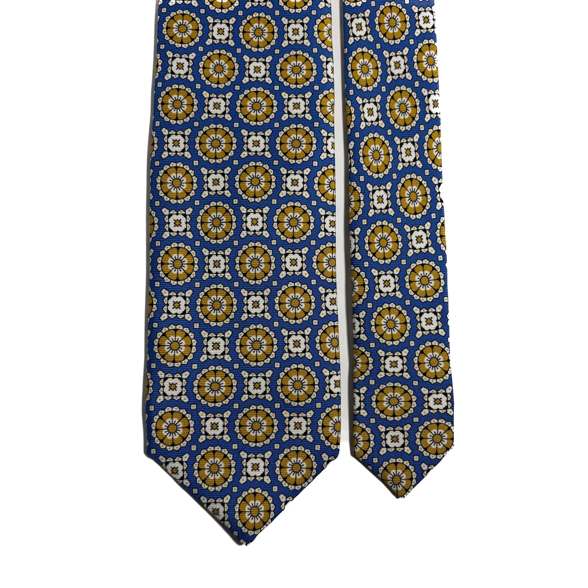 Azure Blue & Yellow Geometric Silk Tie-2