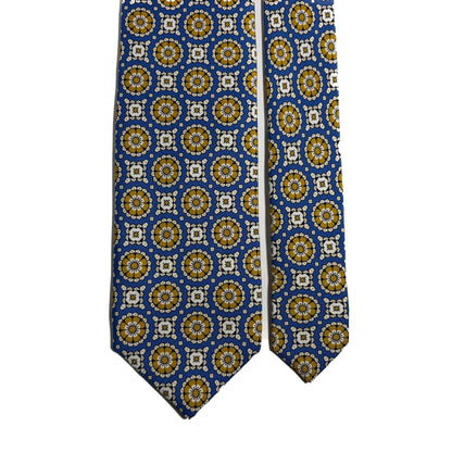 Azure Blue & Yellow Geometric Silk Tie-2
