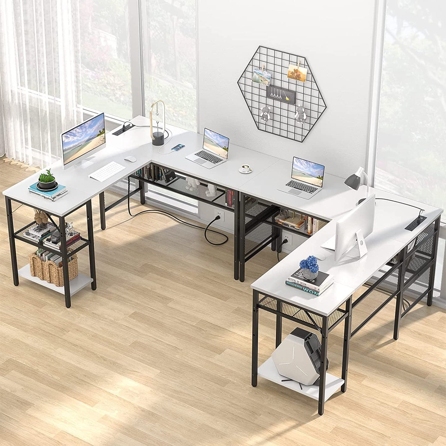 Modern L-Shaped Desk with Power & Storage-0