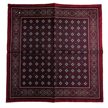 Burgundy Geometric Silk Pocket Square-3