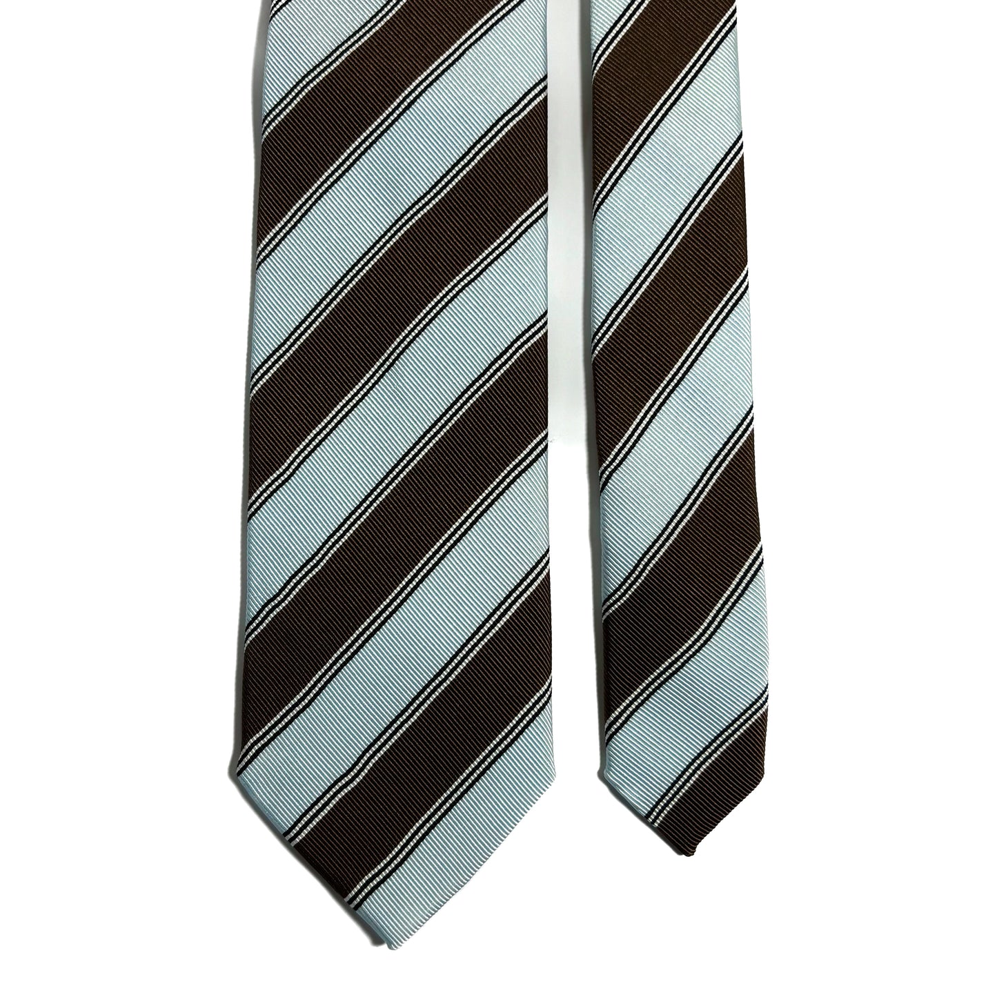 Light Blue & Brown Striped Silk Repp Tie-2