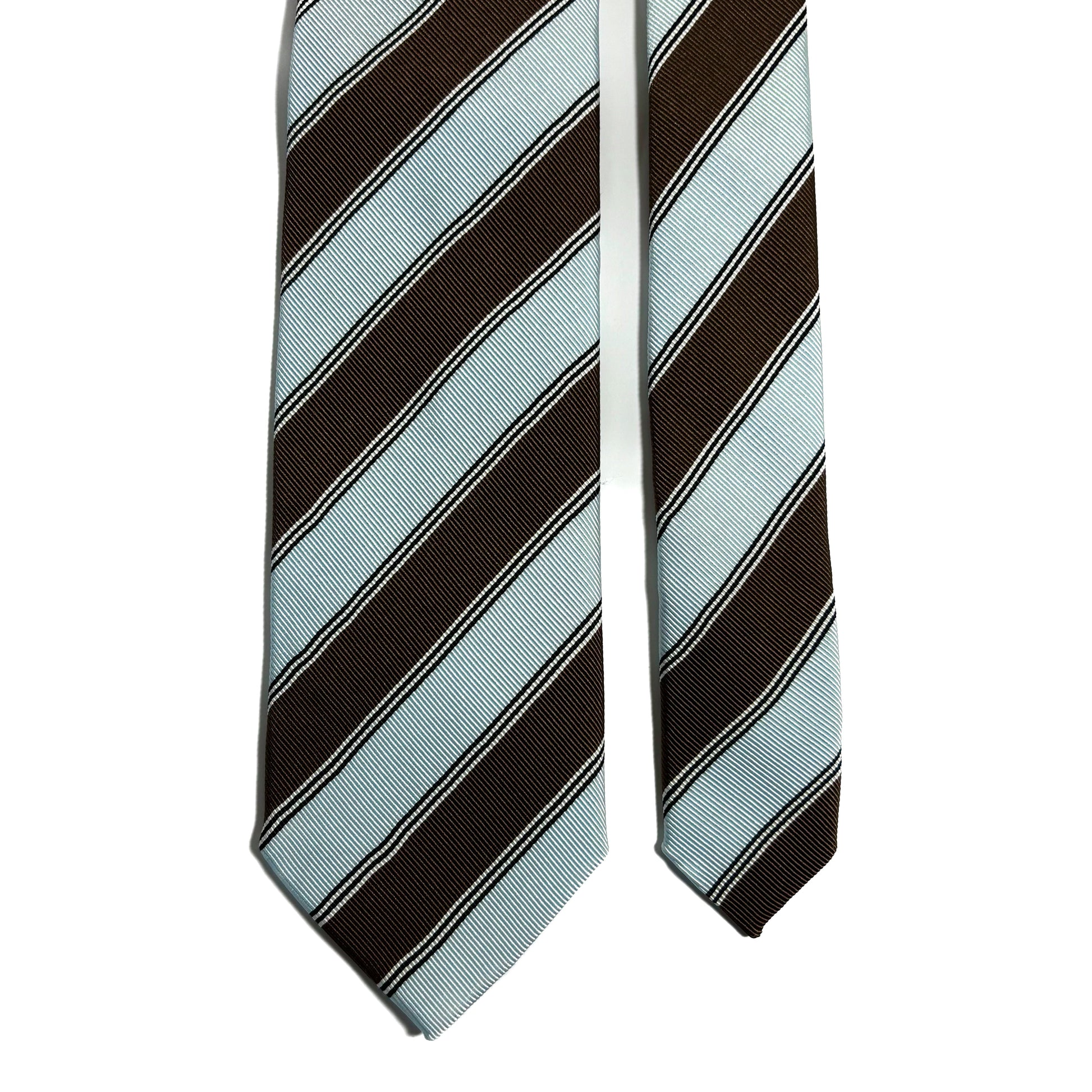 Light Blue & Brown Striped Silk Repp Tie-2